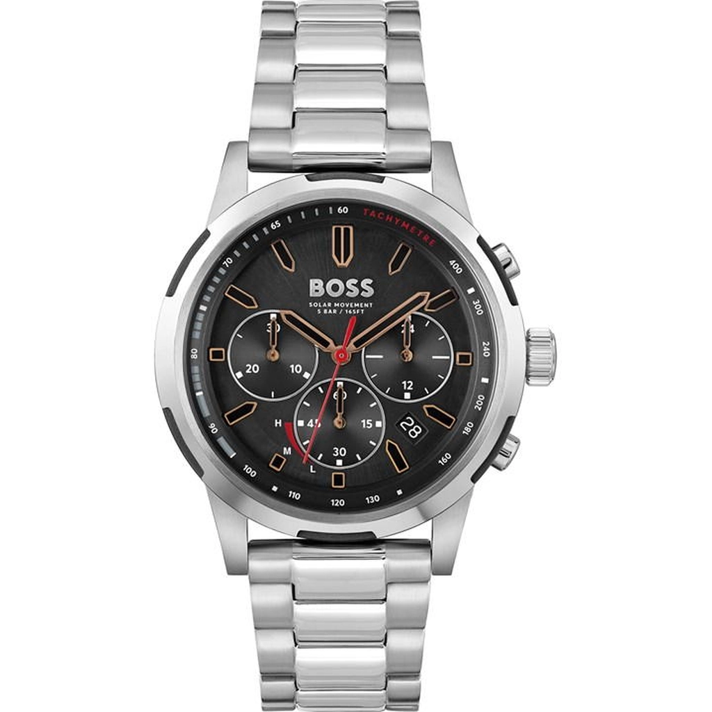 Hugo Boss Solgrade Recycled Stainless Steel Watch Gents - Black